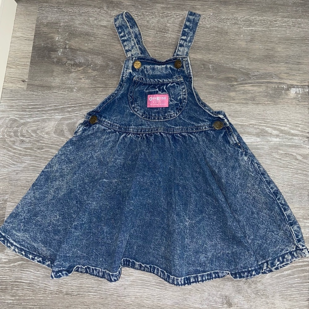 Vintage OSHKOSH Blue Denim Overall Dress, Made In USA Size 4 The Genuine Article